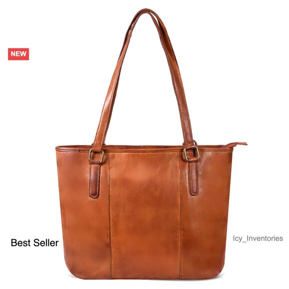 Genuine Leather Tote Bag for Women with Adjustable Strap